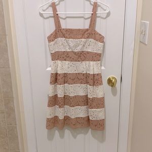 Ann Taylor Loft Pink and White Eyelet Dress Size 0P